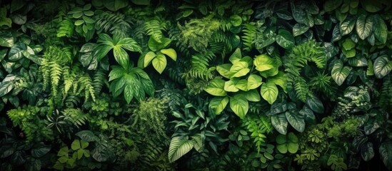 Wall Mural - The abstract floral pattern on the wall adds a vibrant pop of color to the summer themed background resembling the texture of a lush green forest with leaves and trees creating a natural and