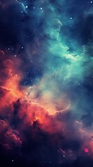 Sticker - colorful clouds and stars in space