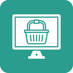 Poster - Online Shopping Basket Line Color Icon