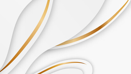 Wall Mural - minimal landing page, white wave with gold line graphic background, elegant motion backdrop