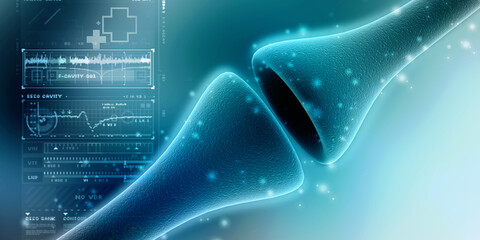 Wall Mural - synapse and neuron cells sending electrical chemical signals. 3d rendering