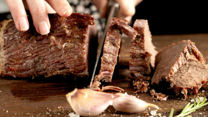 Wall Mural - meat with spices and seasonings on the table