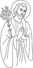 Canvas Print - Saint Joseph the Betrothed Hand drawn outline