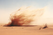 A dust devil swirls in a dry desert landscape, creating a mesmerizing yet dangerous natural phenomenon