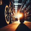 Car tires at warehouse. ai generative