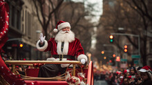 Holiday Parade Featuring Santa Claus. Ai Generative
