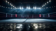 empty boxing ring on fight night. ai generative