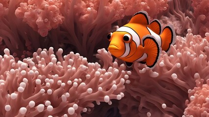 Wall Mural - fish in anemone     Clown fish swimming among the soft coral anemone 