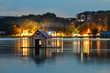 Floating house in the Parcul Valea Morilor in Chisinau (Modova) by night