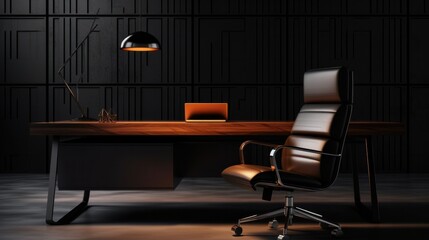 Modern desk and chair for the office room. VIP office furniture. in dark tones