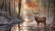 Majestic Forest Stag: Autumn Rays - Red Deer