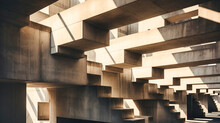 Enigmatic Shadow Play On Brutalist Structures, Illustrating The Mysteries Of Architectural Form