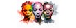Black History Month colourful abstract illustration. Group of  black people, racial equality, civil and justice racism and discrimination, white background, copy space for text, banner card background