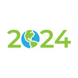 New Year 2024 green recycling and save our planet and earth environment. Unique Design World water day 2024. Earth day 2024 3d concept.