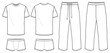 Mens lounge T Shirt and boxer brief short with pants design set flat sketch illustration front and back view, Set of sleepwear trunk short sleepwear pajama trouser bottom cad drawing vector mock up