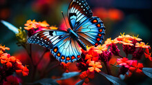 Detailed Close-up Of A Vibrant Butterfly On A Flower