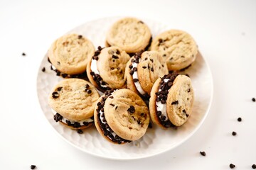 Sticker - Chocolate chip cookie sandwich , selective focus