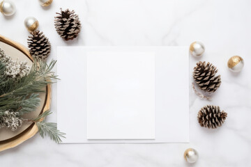 Christmas holiday greeting card mockup with boho elements. Generative AI