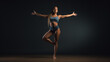 © Ian - dark-skinned beautiful girl makes acrobatic movements in the studio with dark background