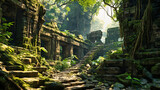 Fototapeta  - Enigmatic ruins of an ancient civilization hidden in the jungle
