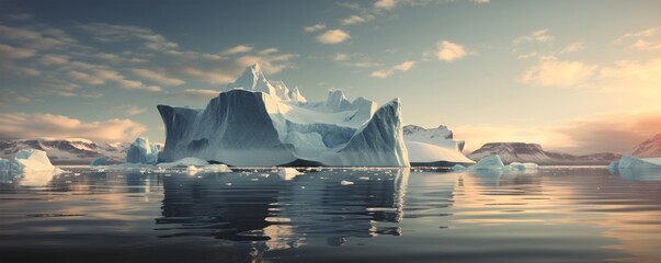 Wall Mural - Iceberg in the ocean with blue sky background