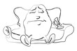 hand drawn line art vector of couch potato. Vintage couch potato drawing.