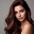 © Amazing AI imge - Beautiful young woman with long brown hair. Closeup portrait. Natural beauty concept.