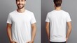 © Esha - portrait of a happy man with hands in pocket and white mock up t shirt
