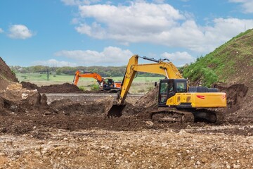 building industrial machinery equipment on construction site