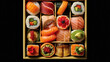 sushi on a plate with elegant cutlery - set of sushi - sushi box	
