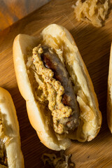 Canvas Print - Homemade German Bratwurst Sandwich