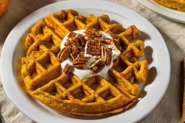 Canvas Print - Homemade Breakfast Pumpkin Waffles