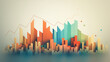 © Artbotics - a virtual stock market chart as a series of simple, flat-colored geometric shapes on a neutral background