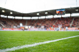 white line on the field soccer match in the background