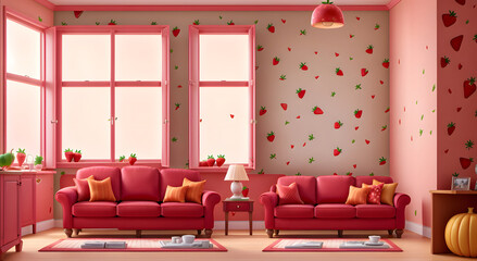 Beautiful room with strawberry design