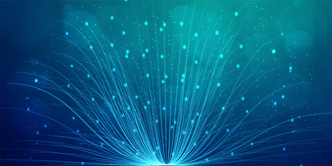 Digital technology Ai big data blue green background, cyber nano information, abstract communication, innovation future tech data, internet network speed connection lines dots, illustration vector 3d