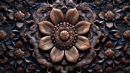 Wall Mural - Leather floral pattern background. Pakistani ornamental pattern. create using a generative ai tool 