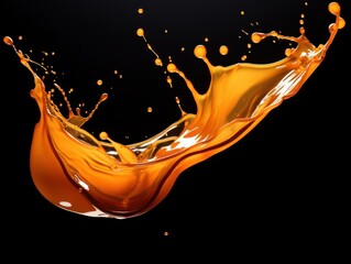 Canvas Print - orange paint splash on black background