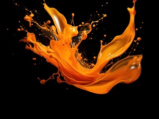 Poster - orange paint splash on black background