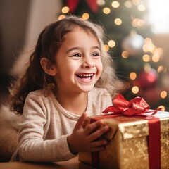 Children at Christmas with presents