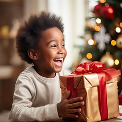 Children at Christmas with presents