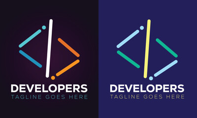 coding logo, developers programmer modern logo design template vector