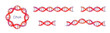 DNA icon, long genetic molecule structure, dna colored set