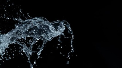 Wall Mural - super slow motion shot of water splash at 2000fps isolated on black background.
