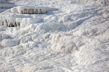 Travertines In Pamukkale, Turkey. Geology And Mineral Rock