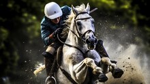 Horse And Rider In Motion 