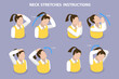 © TarikVision - 3D Isometric Flat Vector Illustration of Neck Stretches Instructions, Easy Office Workout