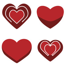 A Collection Of Sleek Red Heart Icons, Each Displaying A Unique Design, Expertly Isolated On A Clean White Background