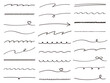 手描きの線画フレームのベクターイラストセット。手書き、線、リボン、ハート