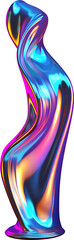 Wall Mural - Abstract 3d sculpture holographic art futuristic design PNG, with transparent background. Statue with liquid metallic texture without background.